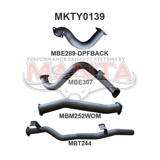MANTA 4X4 3" EXHAUST TOYOTA LANDCRUISER VDJ78 4.5L 1VD V8 TURBO DIESEL TROOP CARRIER (WITH DPF) OCT 2016 ON