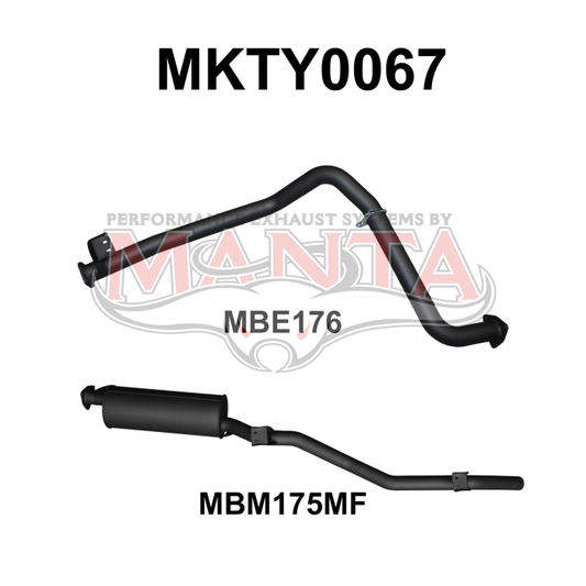 MANTA 4X4 TOYOTA 2.5" EXHAUST TOYOTA LANDCRUISER HZJ75, HZJ78 4.2L 1HZ DIESEL UTE & TROOP CARRIER 1990-2006