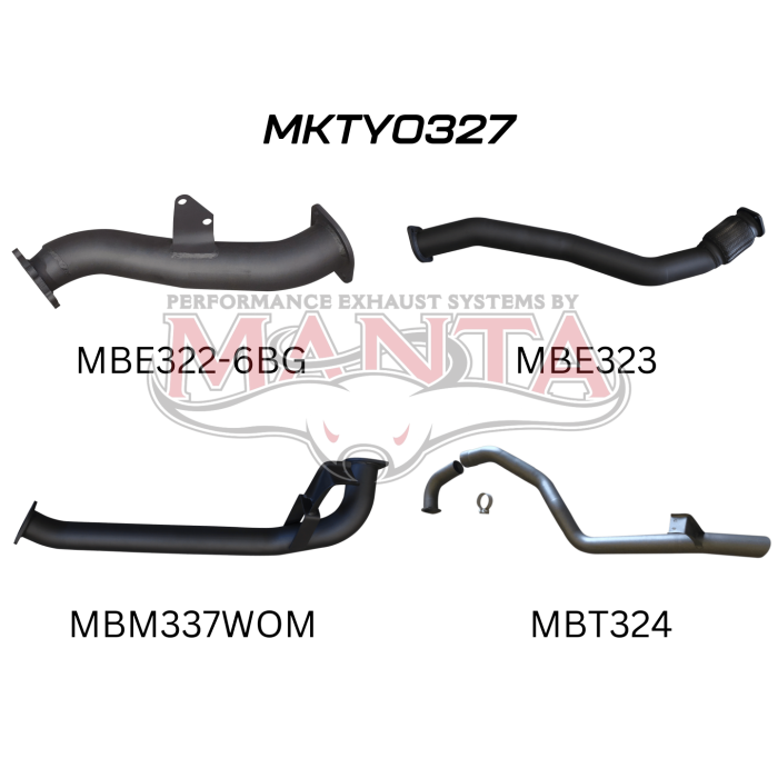 MANTA 4X4 3" EXHAUST TOYOTA LANDCRUISER HZJ105 4.2L 1HZ DIESEL WAGON WITH AFTERMARKET TURBO FITTED 1998-2007