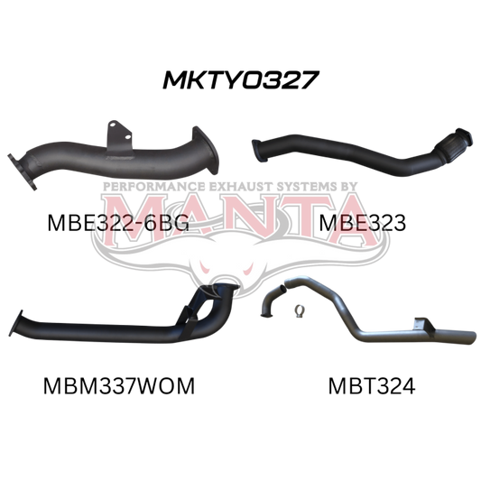 MANTA 4X4 3" EXHAUST TOYOTA LANDCRUISER HZJ105 4.2L 1HZ DIESEL WAGON WITH AFTERMARKET TURBO FITTED 1998-2007