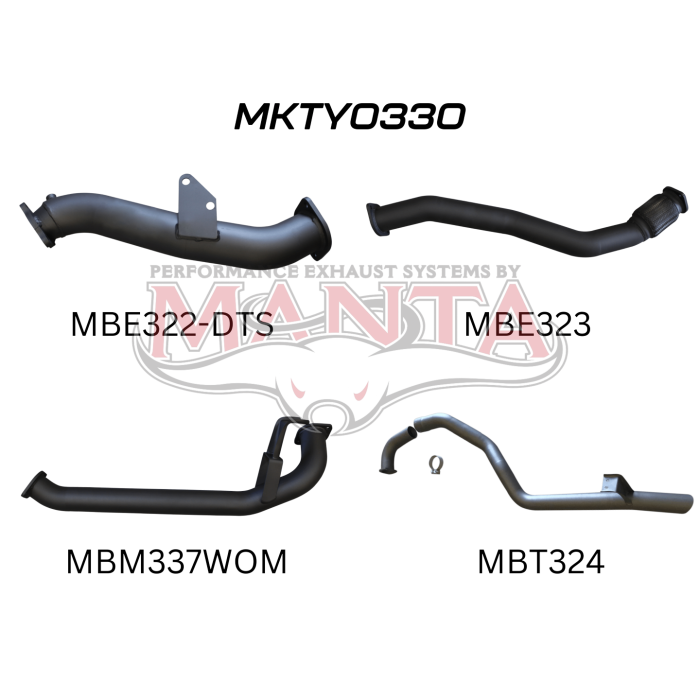 MANTA 4X4 3" EXHAUST TOYOTA LANDCRUISER HZJ105 4.2L 1HZ DIESEL WAGON WITH AFTERMARKET TURBO FITTED 1998-2007