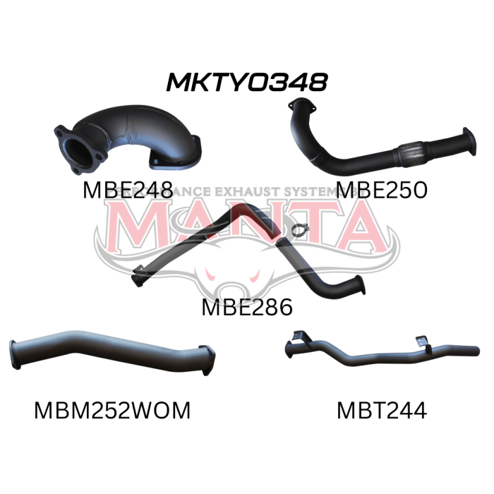 MANTA 4X4 3" EXHAUST TOYOTA LANDCRUISER HZJ75, HZJ78 4.2L TURBO DIESEL UTE AND TROOP CARRIER WITH AFTERMARKET TURBO FITTED 1990-2006