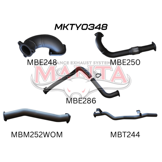 MANTA 4X4 3" EXHAUST TOYOTA LANDCRUISER HZJ75, HZJ78 4.2L TURBO DIESEL UTE AND TROOP CARRIER WITH AFTERMARKET TURBO FITTED 1990-2006