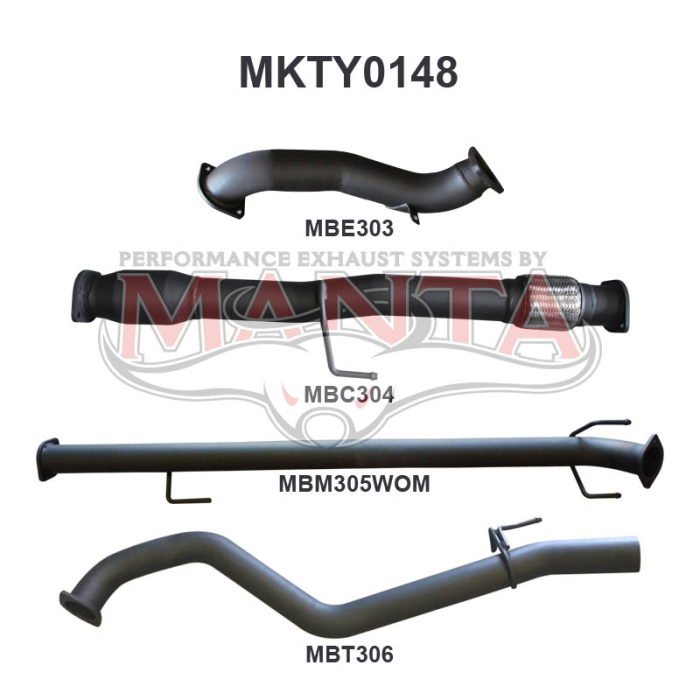 MANTA 4X4 TOYOTA HILUX KUN26R, KUN16R 3.0L TURBO DIESEL D4D 2005 2015 3" ALUMINISED/STAINLESS STEEL EXHAUST