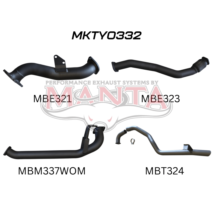 MANTA 4X4 3" EXHAUST TOYOTA LANDCRUISER HZJ105 4.2L 1HZ DIESEL WAGON WITH AFTERMARKET TURBO FITTED 1998-2007