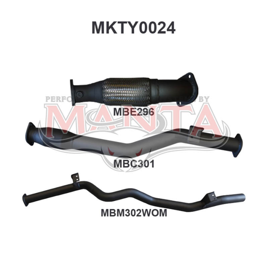 MANTA 4X4 3"/ 4" EXHAUST TOYOTA LANDCRUISER VDJ76 4.5L 1VD V8 TURBO DIESEL WAGON 2007 - 2016