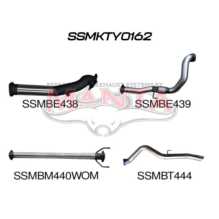 MANTA 4X4 TOYOTA HILUX KZN165 3.0L TURBO DIESEL 1KZ-TE 1999 2005 3" ALUMINISED/STAINLESS STEEL TURBO BACK EXHAUST