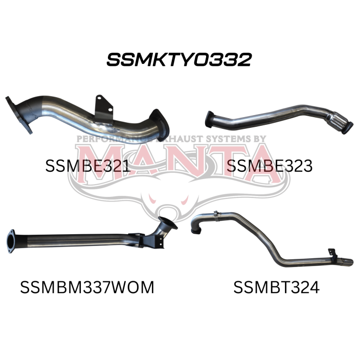 MANTA 4X4 3" EXHAUST TOYOTA LANDCRUISER HZJ105 4.2L 1HZ DIESEL WAGON WITH AFTERMARKET TURBO FITTED 1998-2007