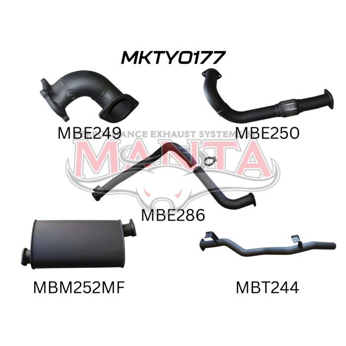 MANTA 4X4 3" EXHAUST TOYOTA LANDCRUISER HZJ75, HZJ78 4.2L TURBO DIESEL UTE AND TROOP CARRIER WITH AFTERMARKET TURBO FITTED 1990-2006