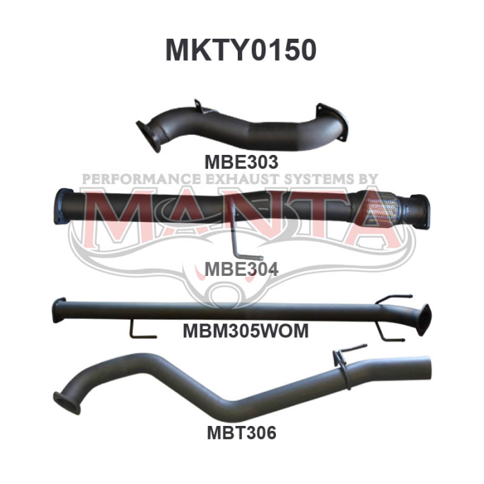 MANTA 4X4 TOYOTA HILUX KUN26R, KUN16R 3.0L TURBO DIESEL D4D 2005 2015 3" ALUMINISED/STAINLESS STEEL EXHAUST