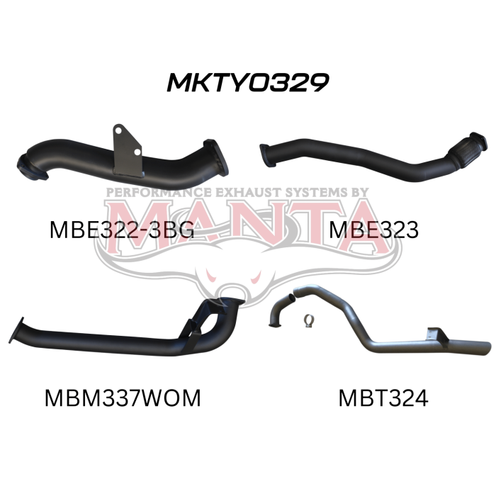MANTA 4X4 3" EXHAUST TOYOTA LANDCRUISER HZJ105 4.2L 1HZ DIESEL WAGON WITH AFTERMARKET TURBO FITTED 1998-2007