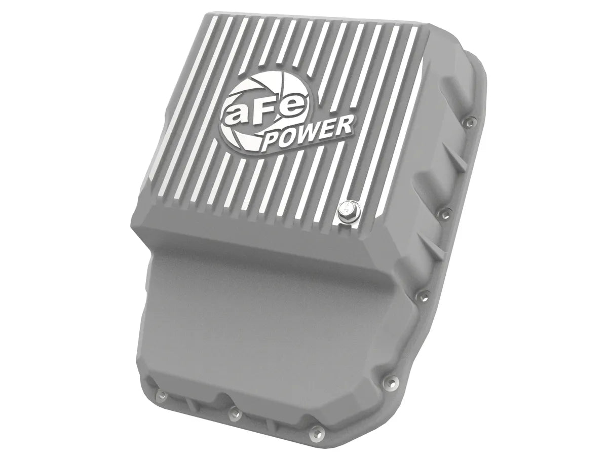 AFE POWER Street Series Transmission Pan RAW/BLACK with Machined Fins suits RAM 2013-2023 2500/3500 6.7L