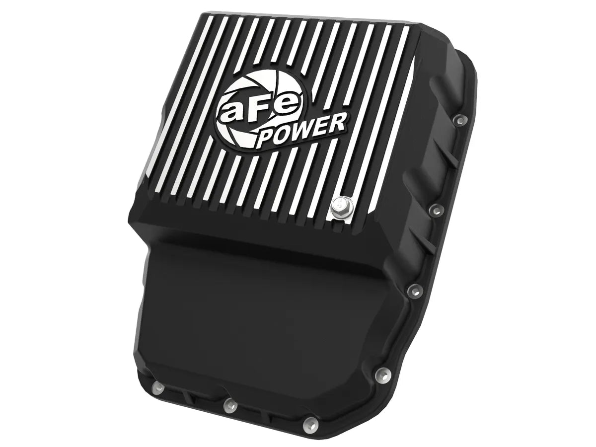 AFE POWER Street Series Transmission Pan RAW/BLACK with Machined Fins suits RAM 2013-2023 2500/3500 6.7L
