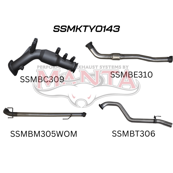 MANTA 4X4 TOYOTA HILUX GUN126R N80 2.8L TURBO DIESEL D4D (WITH DPF) 2015 TO CURRENT 3" ALUMINISED/STAINLESS STEEL EXHAUST