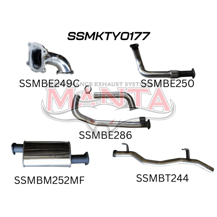 MANTA 4X4 3" EXHAUST TOYOTA LANDCRUISER HZJ75, HZJ78 4.2L TURBO DIESEL UTE AND TROOP CARRIER WITH AFTERMARKET TURBO FITTED 1990-2006