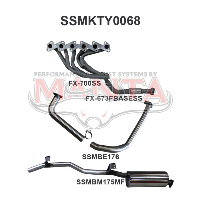 MANTA 4X4 TOYOTA 2.5" EXHAUST TOYOTA LANDCRUISER HZJ75, HZJ78 4.2L 1HZ DIESEL UTE & TROOP CARRIER 1990-2006