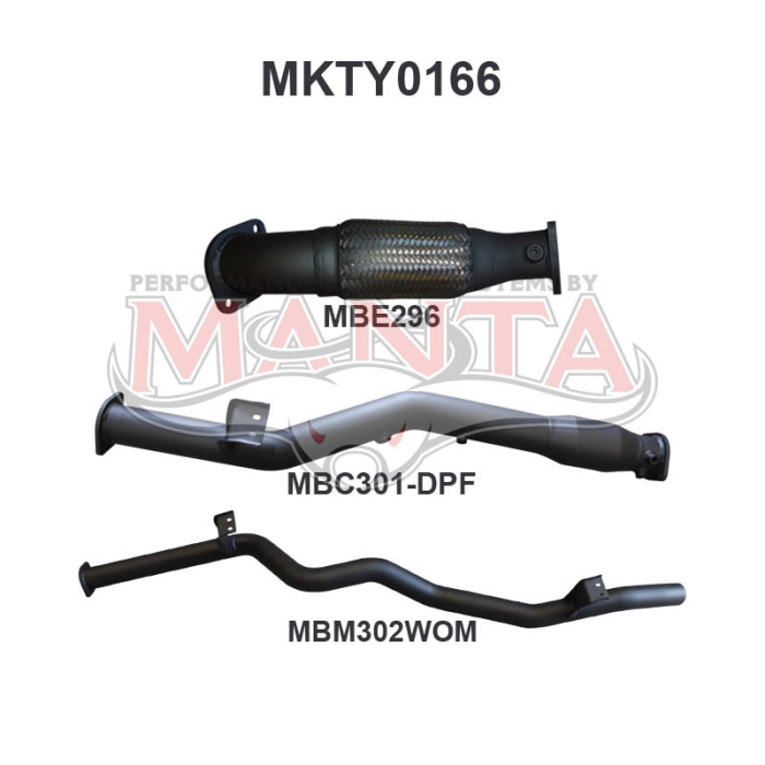 MANTA 4X4 3"/4" EXHAUST TOYOTA LANDCRUISER VDJ76 4.5L 1VD V8 TURBO DIESEL WAGON (WITH DPF) OCT 2016 ON