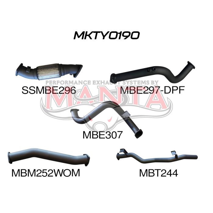 MANTA 4X4 3" EXHAUST TOYOTA LANDCRUISER VDJ78 4.5L 1VD V8 TURBO DIESEL TROOP CARRIER (WITH DPF) OCT 2016 ON
