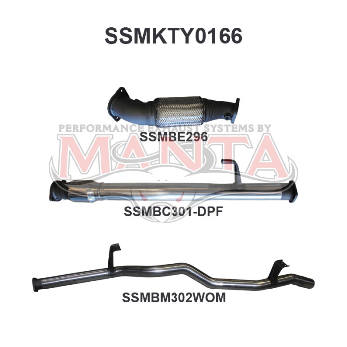 MANTA 4X4 3"/4" EXHAUST TOYOTA LANDCRUISER VDJ76 4.5L 1VD V8 TURBO DIESEL WAGON (WITH DPF) OCT 2016 ON