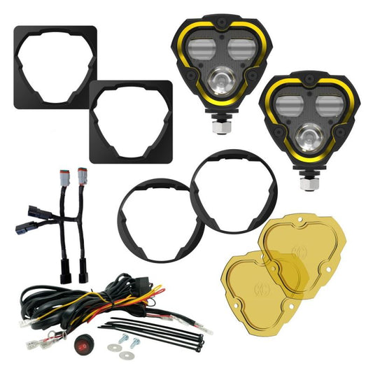 KC HILITES FLEX ERA 3 Dual Mode SAE Fog LED Light Pods - 2-Light Master Kit - Jeep Aftermarket Bumpers