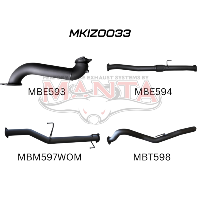 MANTA 4X4 ISUZU DMAX 3.0L JUNE 2012 - 2017 (NO DPF) ALUMINISED/STAINLESS STEEL EXHAUST