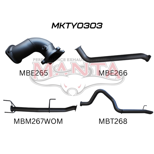 MANTA 4X4 3" TURBO BACK EXHAUST TOYOTA LANDCRUISER HDJ100 4.2L 1HD TURBO DIESEL WAGON 1998-2007