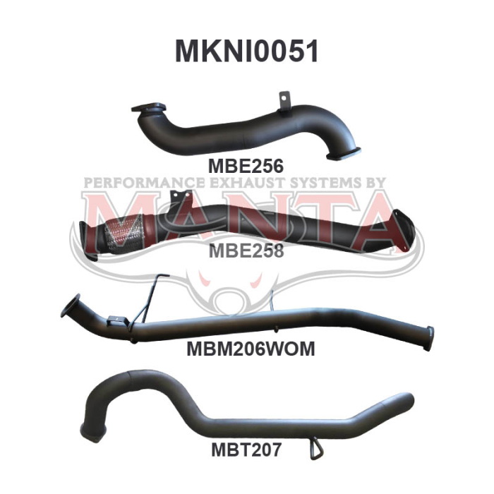 MANTA 4X4 NISSAN PATROL GU 3.0L TURBO DIESEL WAGON, JANUARY 2007 TO 2017 3" ALUMINISED/STAINLESS STEEL EXHAUST