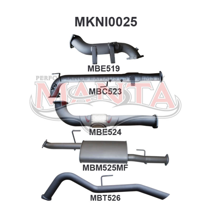 MANTA 4X4 NISSAN NAVARA D40 2.5L TURBO DIESEL SPANISH BUILT AUTOMATIC (WITH DPF) APRIL 2007-2015 ALUMINISED/STAINLESS EXHAUST