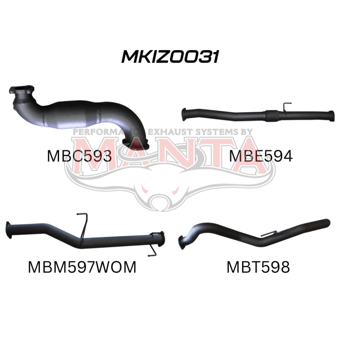MANTA 4X4 ISUZU DMAX 3.0L JUNE 2012 - 2017 (NO DPF) ALUMINISED/STAINLESS STEEL EXHAUST