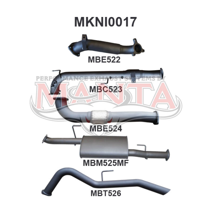 MANTA 4X4 NISSAN NAVARA D40 2.5L TURBO DIESEL THAI BUILT AUTOMATIC (WITH DPF) APRIL 2007-2015 3" ALUMINISED/STAINLESS STEEL EXHAUST