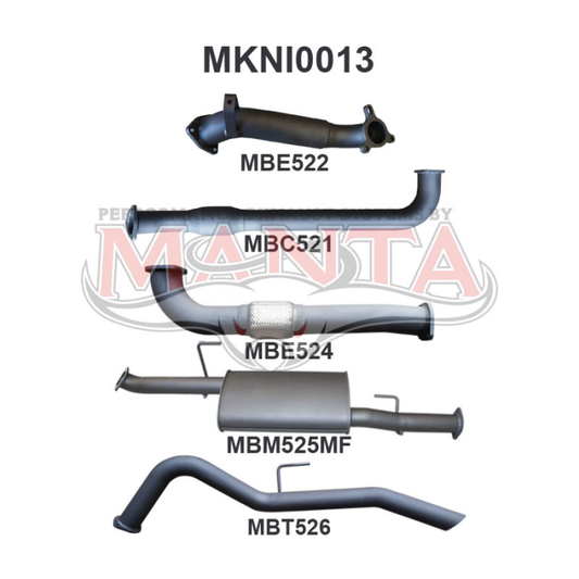 MANTA 4X4 NISSAN NAVARA D40 2.5L TURBO DIESEL THAI BUILT MANUAL APRIL 2007 ONWARDS 3" ALUMINISED/STAINLESS STEEL EXHAUST