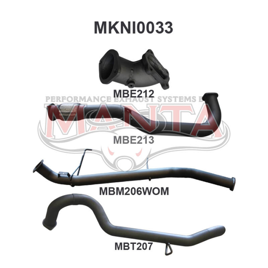 MANTA 4X4 NISSAN PATROL GU 2.8L TURBO DIESEL WAGON 3" ALUMINISED/STAINLESS STEEL EXHAUST