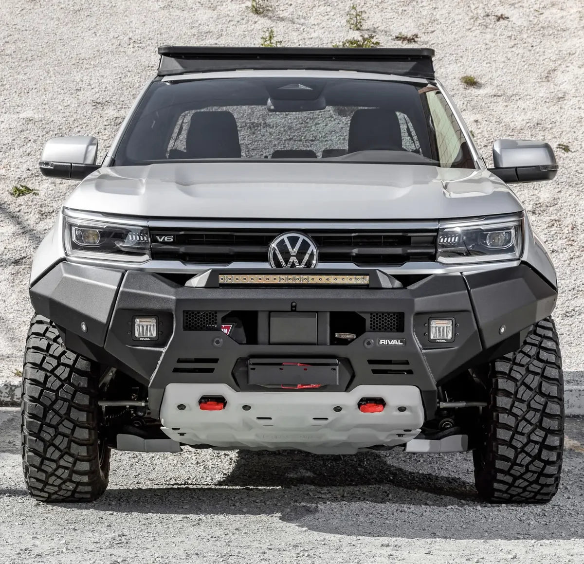 RIVAL 4X4 Aluminum Front Bar SUITS VW Amarok (2023 – On) includes RIVAL FOG Lights – Set of 2