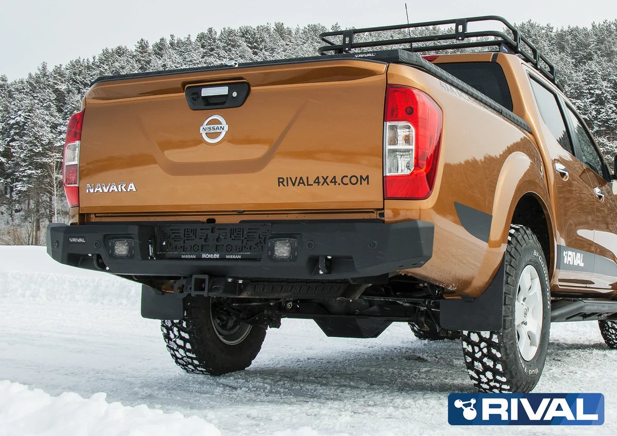 RIVAL 4X4 Aluminum Rear Bar Suits Nissan Navara D23 (2015–2019) Includes RIVAL Spotlights (Set of 2)