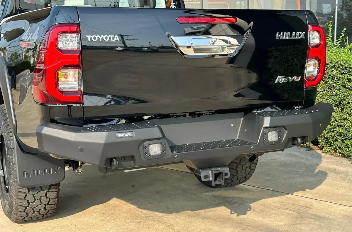 RIVAL 4X4 Aluminum Rear Bar Suits Toyota Hilux (2011–Present) with RIVAL Spotlights (Set of 2)