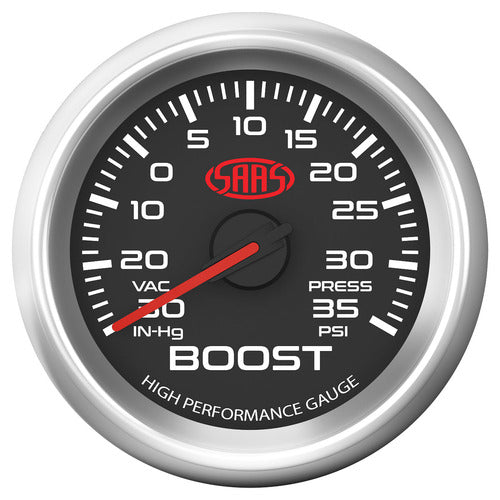 SAAS Boost Gauge 30inHg-35psi 52mm Black Muscle Series 3 (SG32211)