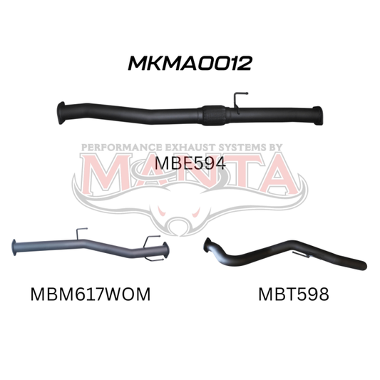 MANTA 4X4 MAZDA BT50 3.0L 2020 ONWARDS (WITH DPF) 3" ALUMINISED/STAINLESS STEEL EXHAUST