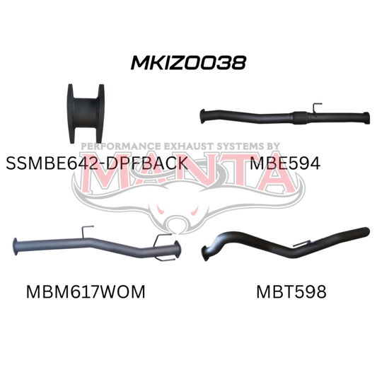 MANTA 4X4 ISUZU DMAX 1.9L 2021 ONWARDS (WITH DPF) 3" ALUMINISED STEEL/STAINLESS STEEL EXHAUST