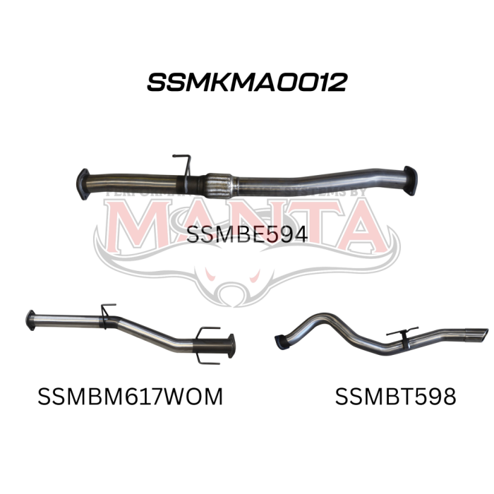 MANTA 4X4 MAZDA BT50 3.0L 2020 ONWARDS (WITH DPF) 3" ALUMINISED/STAINLESS STEEL EXHAUST