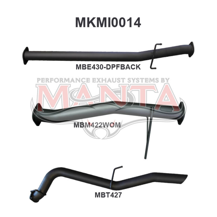 MANTA 4X4 MITSUBISHI TRITON MQ, MR 2.4L , 2015 ON, WITH DPF 3" ALUMINISED/STAINLESS STEEL EXHAUST