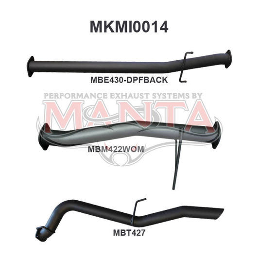 MANTA 4X4 MITSUBISHI TRITON MQ, MR 2.4L , 2015 ON, WITH DPF 3" ALUMINISED/STAINLESS STEEL EXHAUST