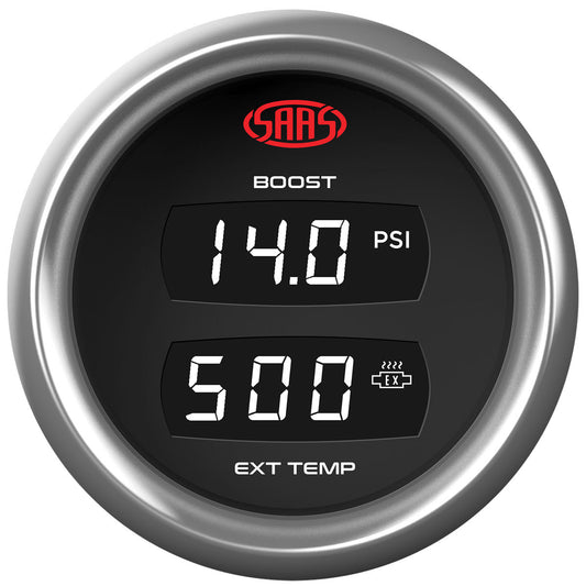 SAAS Dual Digital Gauge Boost 0-30 Psi / Exhaust Temp 0°-900° Trax