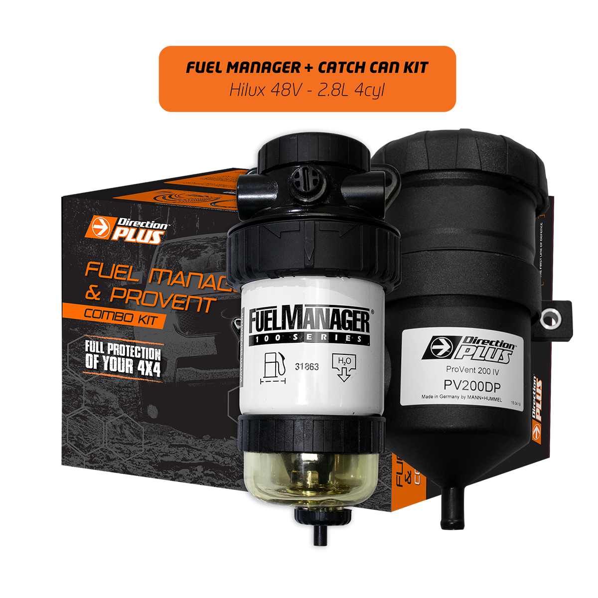 DIRECTION PLUS Fuel Manager Pre-Filter + Catch Can Kit HILUX N80 Hybrid 48V (FMPV684DPC)