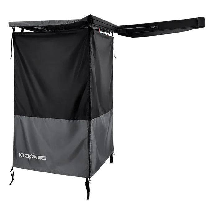 KICKASS Premium LEFT Fold-Out Shower Tent Awning and Camping Change Room with LED lighting