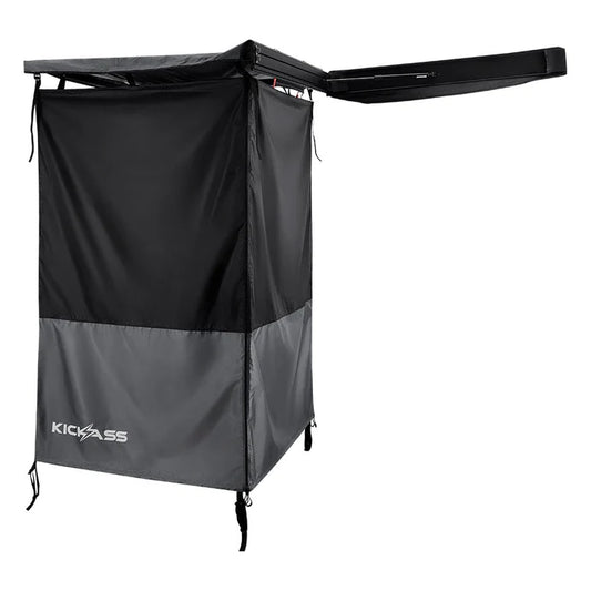 KICKASS Premium LEFT Fold-Out Shower Tent Awning and Camping Change Room with LED lighting