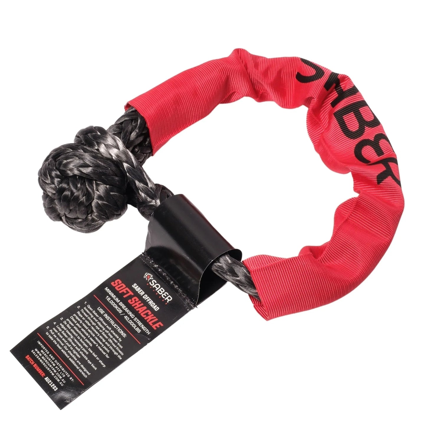 SABER OFFROAD 18,000kg Soft Shackle with Protective Sheath
