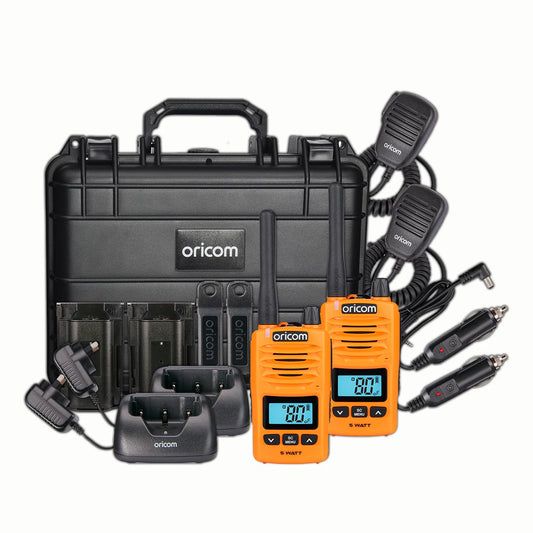 ORICOM DTXTP600OR 5 Watt IP67 Waterproof Handheld UHF CB Radio Trade Pack (Twin Orange Radios)