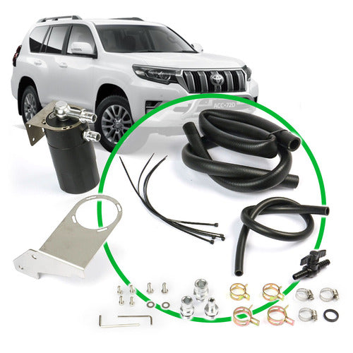 SAAS Oil Catch Tank Full Kit to suit Prado 150 SerIes 2.8L 2015 On Black Can