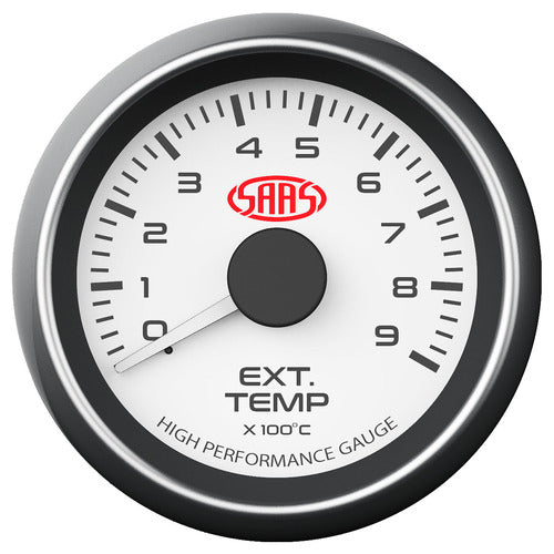 SAAS Exhaust Temp Gauge 0°-900° 52mm White Muscle Series (SG-EXT52W1)