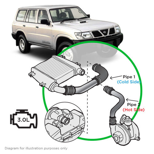 SAAS INTERCOOLER POLISH ALLOY PIPE KIT /  Nissan Patrol GU ZD30 DI 3.0L
